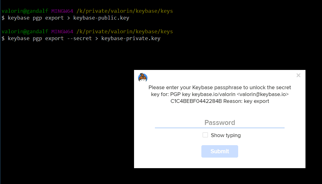 Keybase password prompt