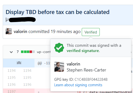 Verified signed git commit on GitHub