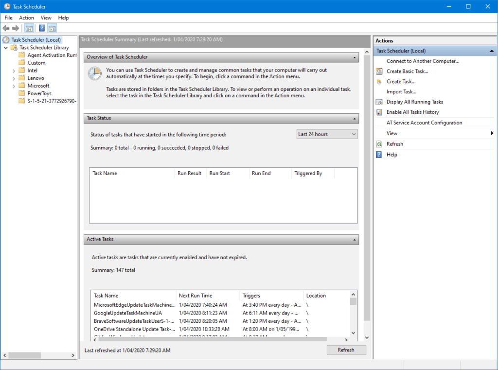 Windows Task Scheduler (the equivalent of cron on Linux)